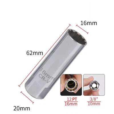 Утичница за свећицу 3/8"*16*63 -12пт